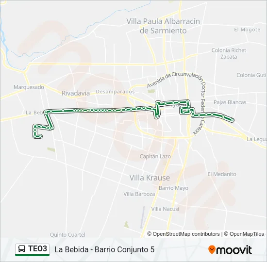 TEO3 Bus Line Map