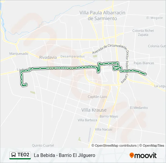 TEO2 Bus Line Map