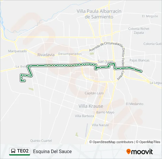 TEO2 Bus Line Map