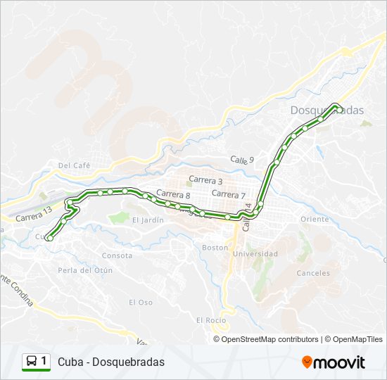 Mapa de 1 de autobús