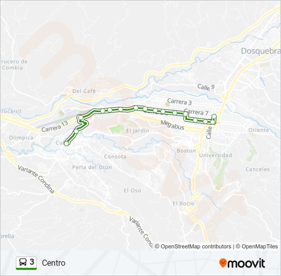 Mapa de 3 de autobús