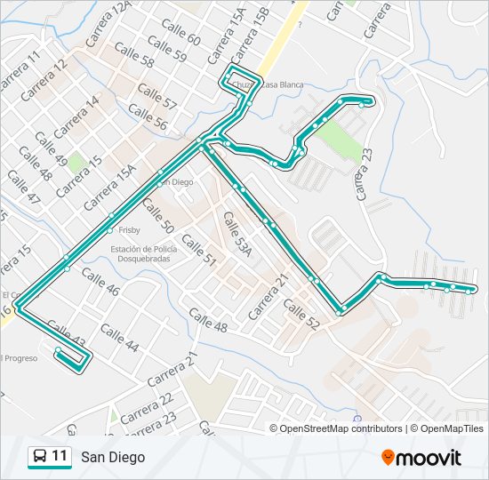Mapa de 11 de autobús