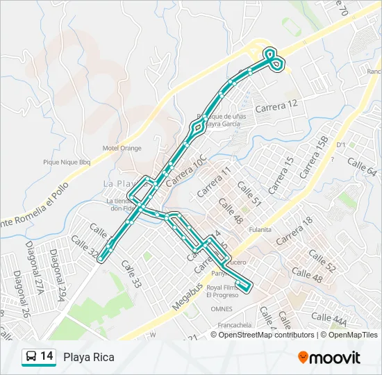 14 Bus Line Map