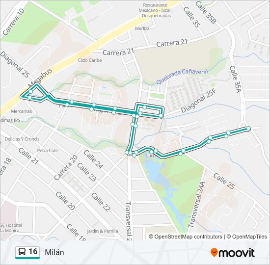 Mapa de 16 de autobús