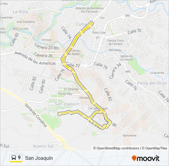 9 bus Line Map