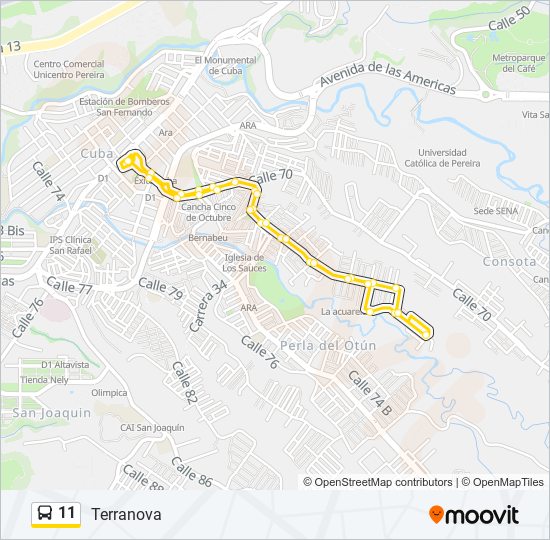 11 bus Line Map