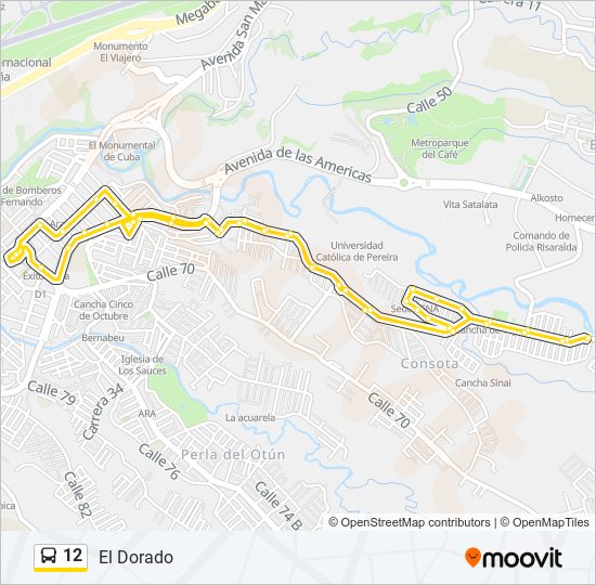 Mapa de 12 de autobús