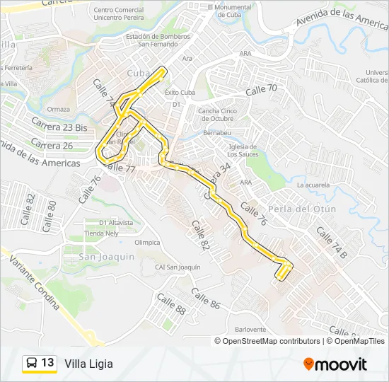 13 Bus Line Map