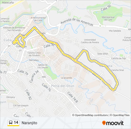 Mapa de 14 de autobús