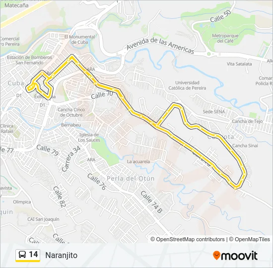 14 Bus Line Map