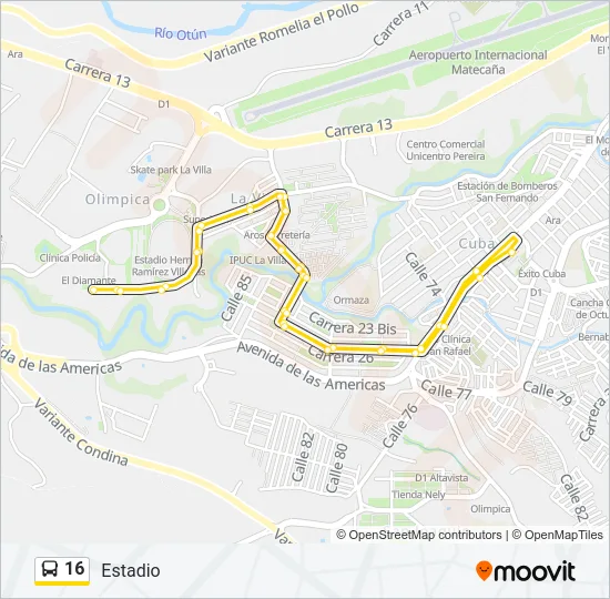 16 Bus Line Map