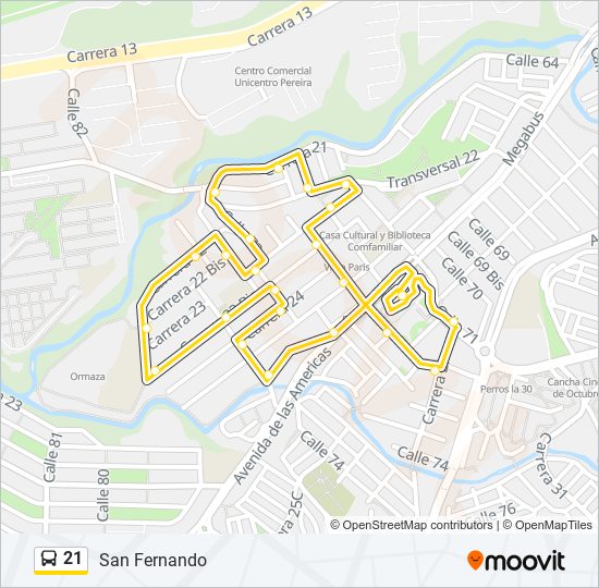 Mapa de 21 de autobús