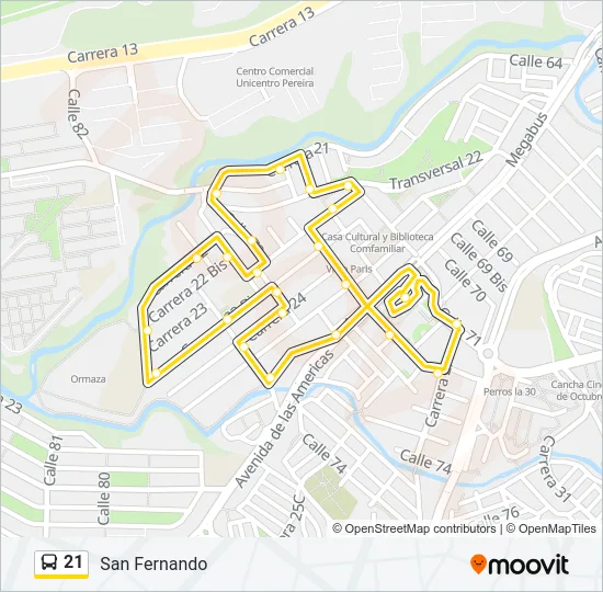21 Bus Line Map