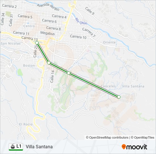 Mapa de L1 de teleférico