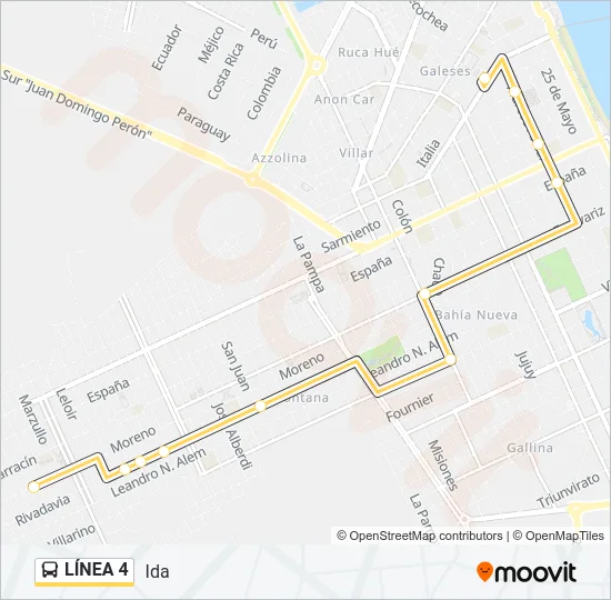 LÍNEA 4 Bus Line Map