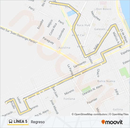 Mapa de  5 de autobús