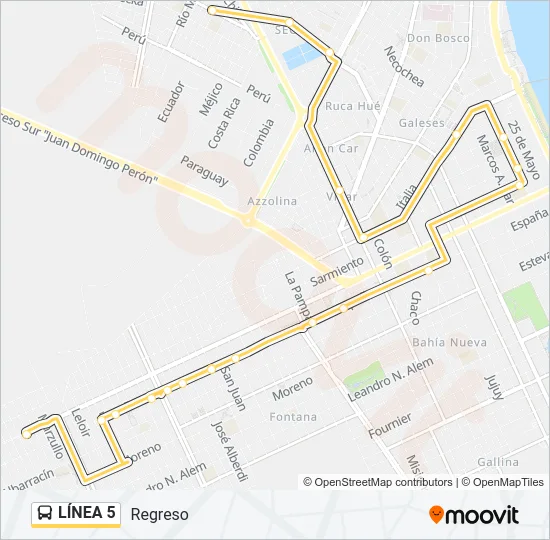 LÍNEA 5 Bus Line Map