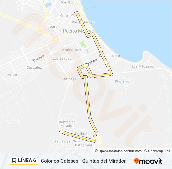 Mapa de  6 de autobús