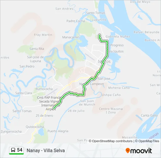 54 Bus Line Map