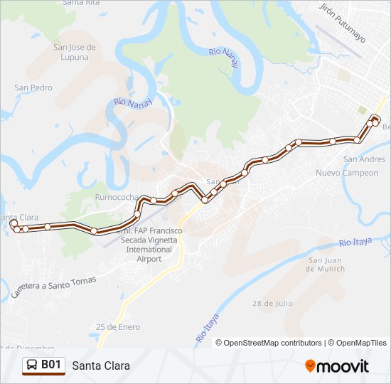 Mapa de B01 de autobús