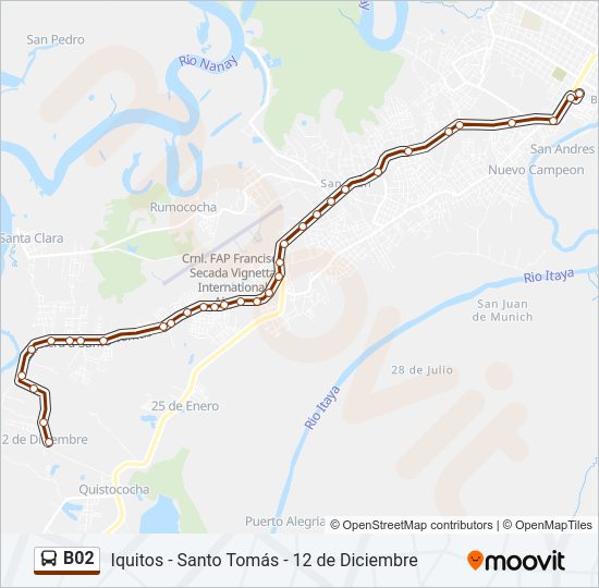 Mapa de B02 de autobús