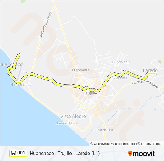 001 bus Line Map