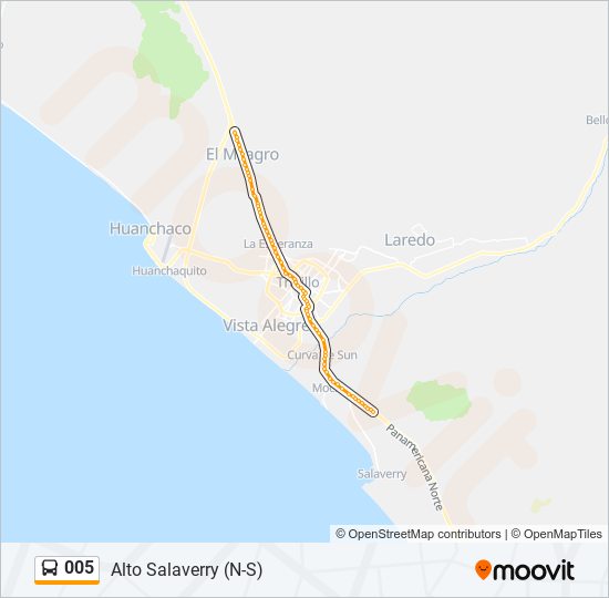 Mapa de 005 de autobús