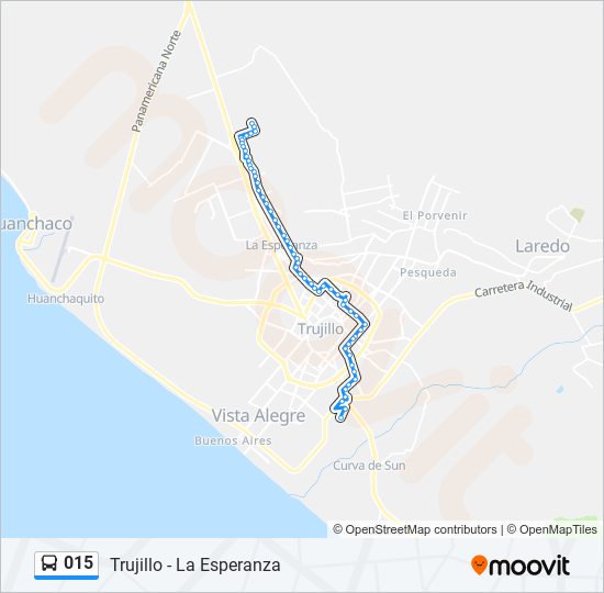 Mapa de 015 de autobús