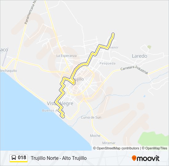 Mapa de 018 de autobús