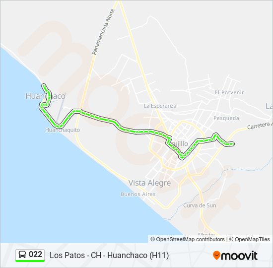 Mapa de 022 de autobús