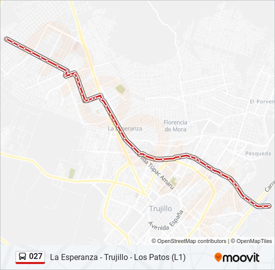 Mapa de 027 de autobús