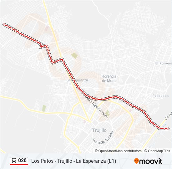 Mapa de 028 de autobús