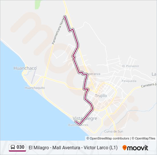 Mapa de 030 de autobús