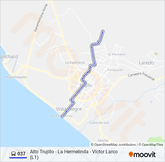 Mapa de 037 de autobús