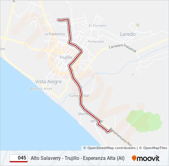 Mapa de 045 de autobús