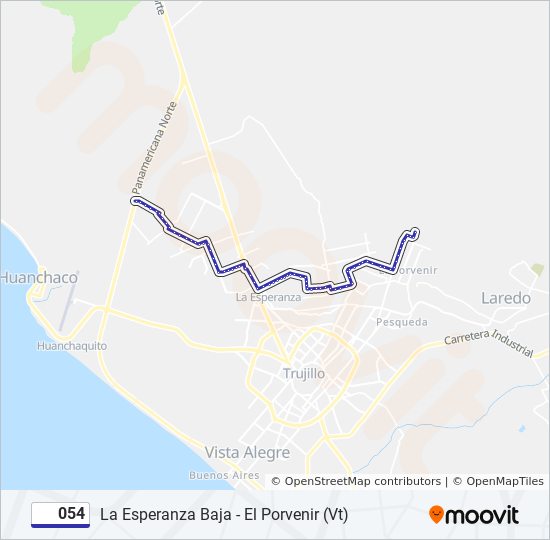 Mapa de 054 de autobús