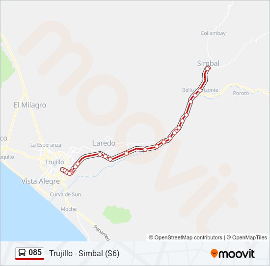 Mapa de 085 de autobús