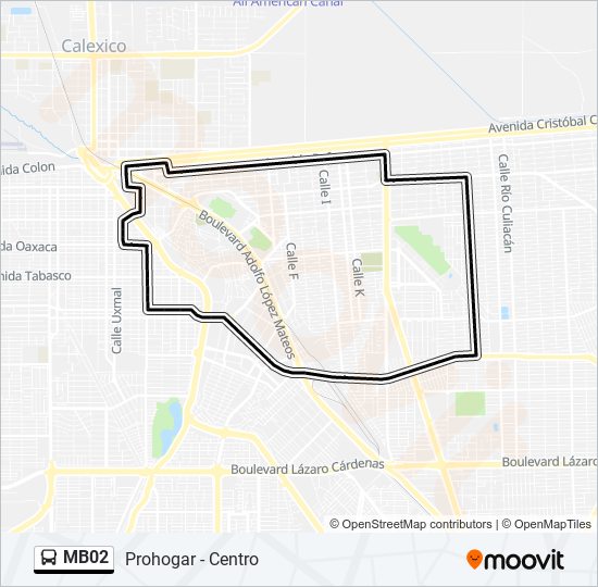 Mapa de MB02 de autobús