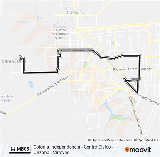 Mapa de MB03 de autobús