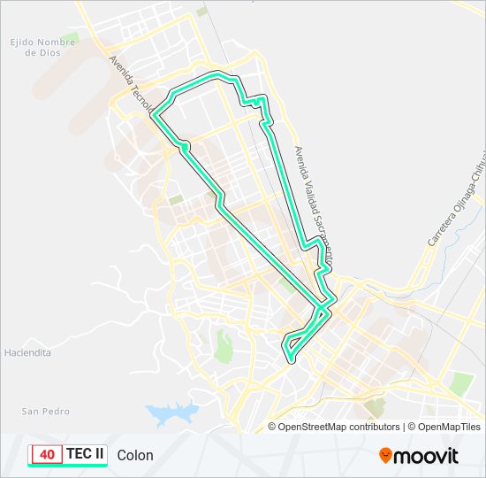 Mapa de TEC II de autobús