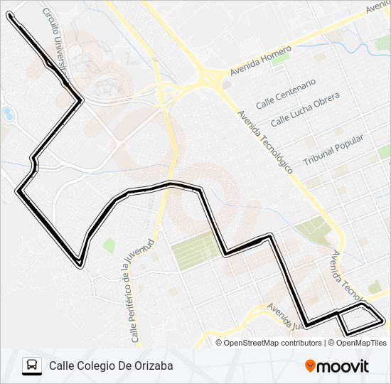 Mapa de RUTA 100 de autobús