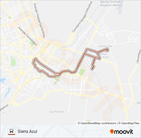 SIERRA AZUL bus Line Map