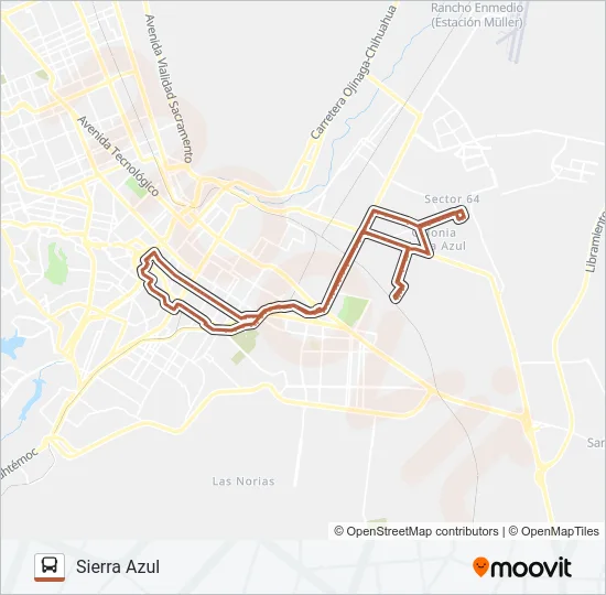 SIERRA AZUL Bus Line Map
