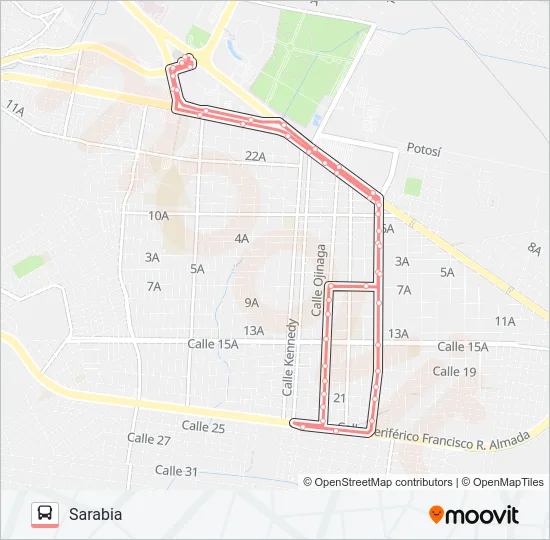 VILLA JUAREZ Bus Line Map