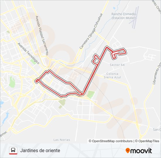 Mapa de JARDINES DE ORIENTE de autobús