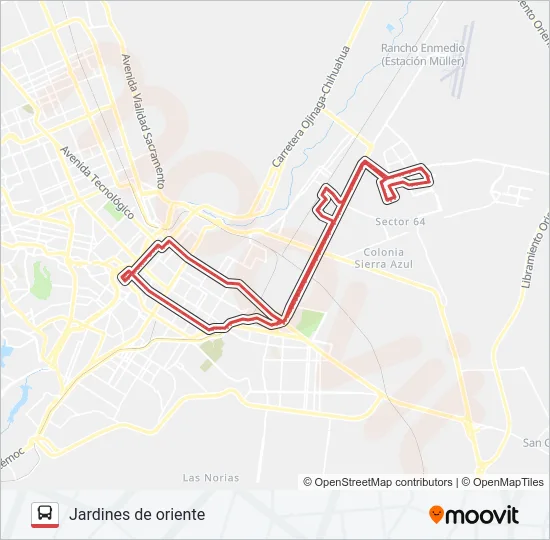 JARDINES DE ORIENTE Bus Line Map