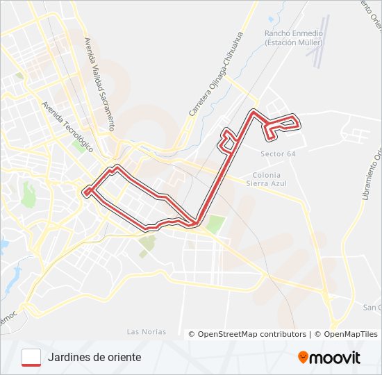 JARDINES DE ORIENTE bus Line Map