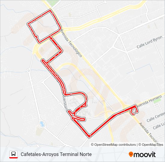 Mapa de CIRCUITO UNIVERSITARIO de autobús