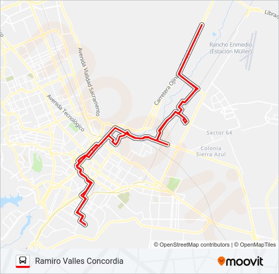 Mapa de RAMIRO VALLES CONCORDIA de autobús