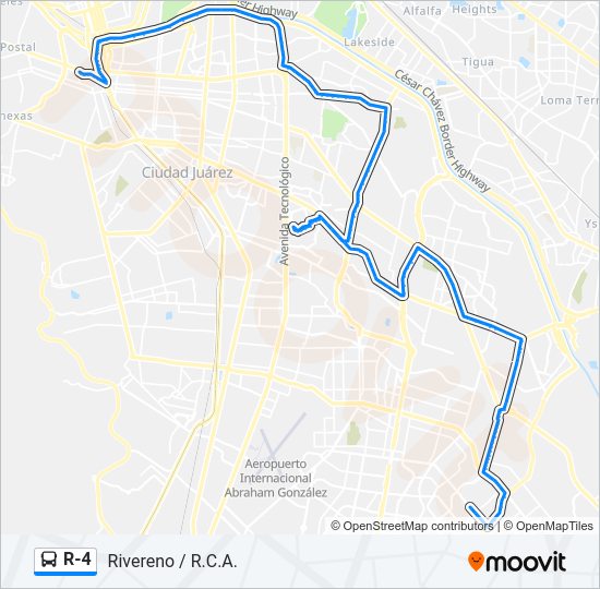 Mapa de R-4 de autobús